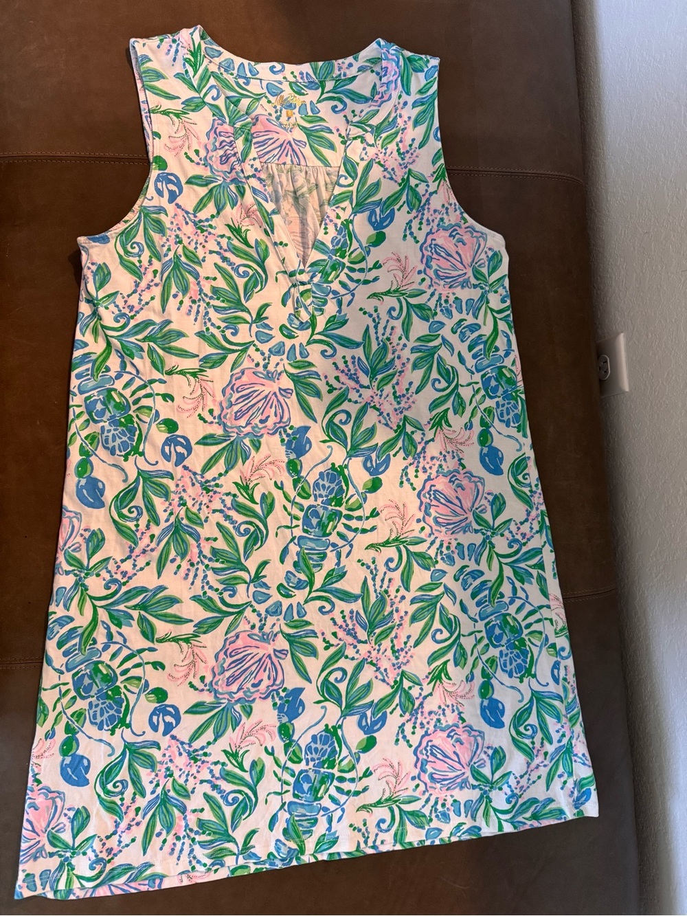 Women Lily Pulitzer Sleeveless Floral Shift Dress - Pink & Blue LARGE